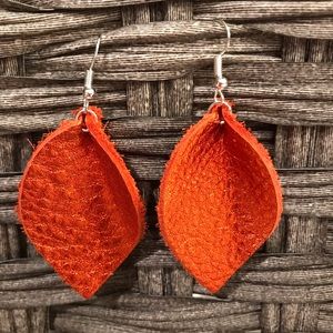 Metallic burnt umber leather earrings